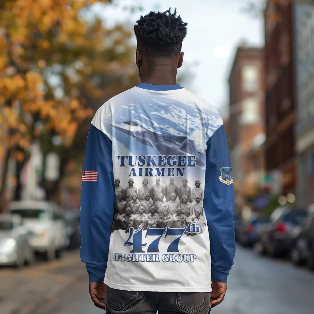 Tuskegee Airmen 477th Fighter Group Long Sleeve Shirt Blue Heritage - African Pride