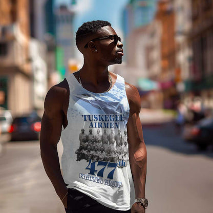 Tuskegee Airmen 477th Fighter Group Men Tank Top Blue Heritage - African Pride