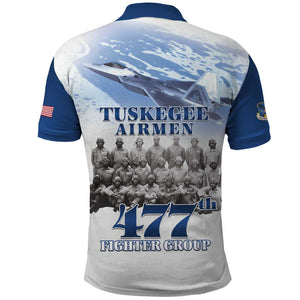 Tuskegee Airmen 477th Fighter Group Polo Shirt Blue Heritage - African Pride