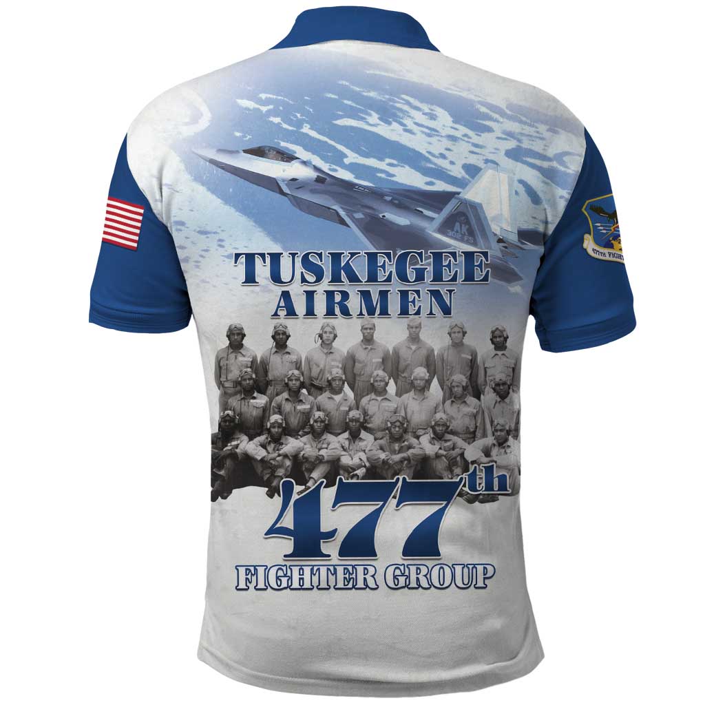Tuskegee Airmen 477th Fighter Group Polo Shirt Blue Heritage LT15
