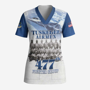 Tuskegee Airmen 477th Fighter Group Scrub Top Blue Heritage - African Pride