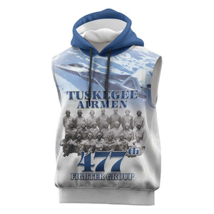 Tuskegee Airmen 477th Fighter Group Sleeveless Hoodie Blue Heritage - African Pride