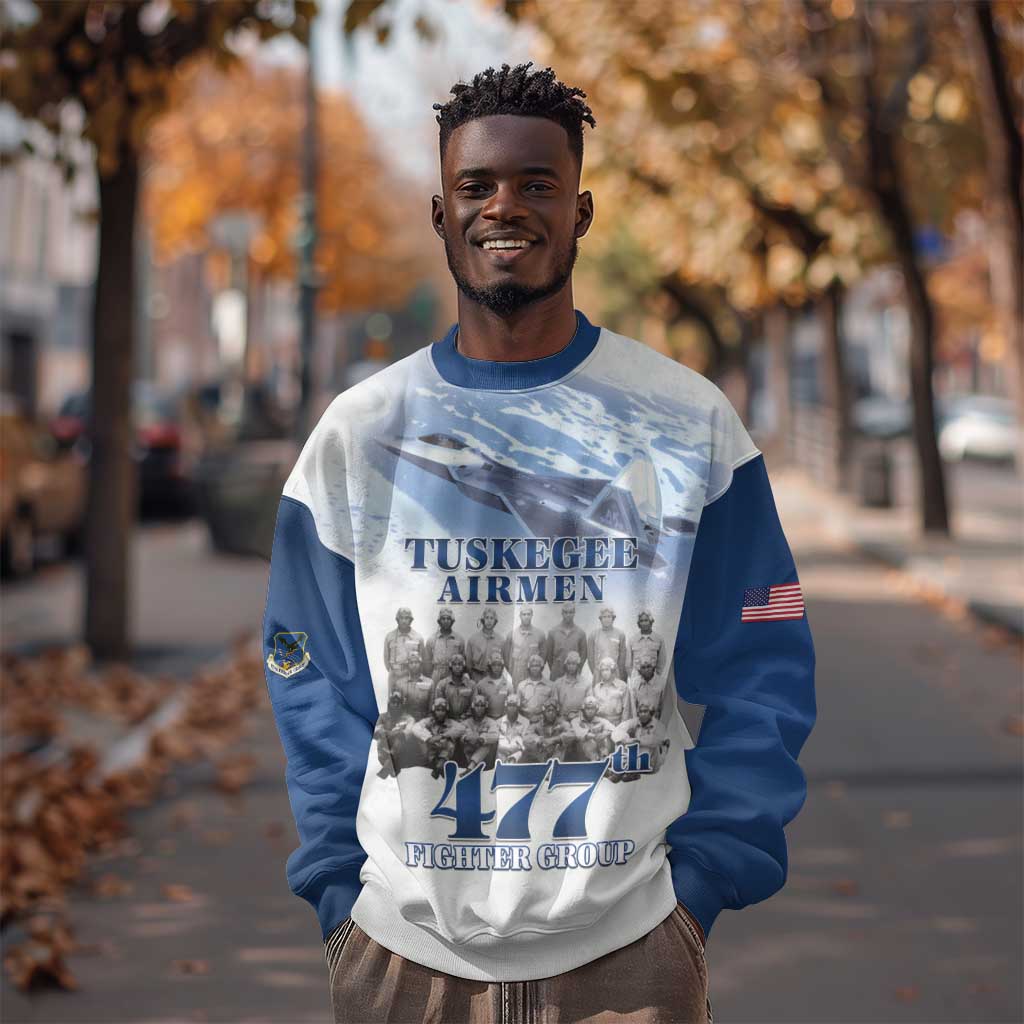 Tuskegee Airmen 477th Fighter Group Sweatshirt Blue Heritage - African Pride