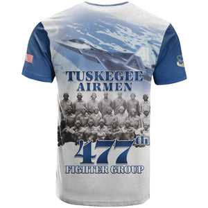 Tuskegee Airmen 477th Fighter Group T shirt Blue Heritage - African Pride