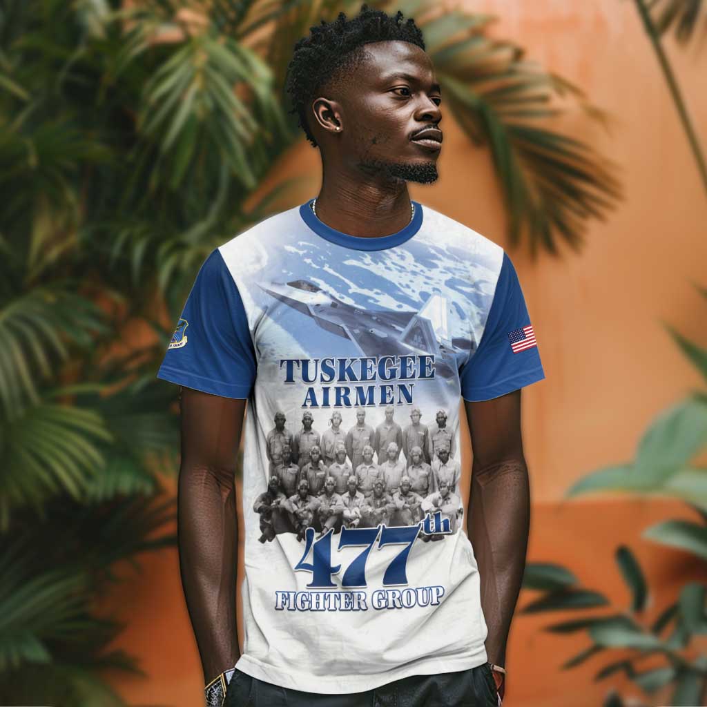 Tuskegee Airmen 477th Fighter Group T shirt Blue Heritage - African Pride