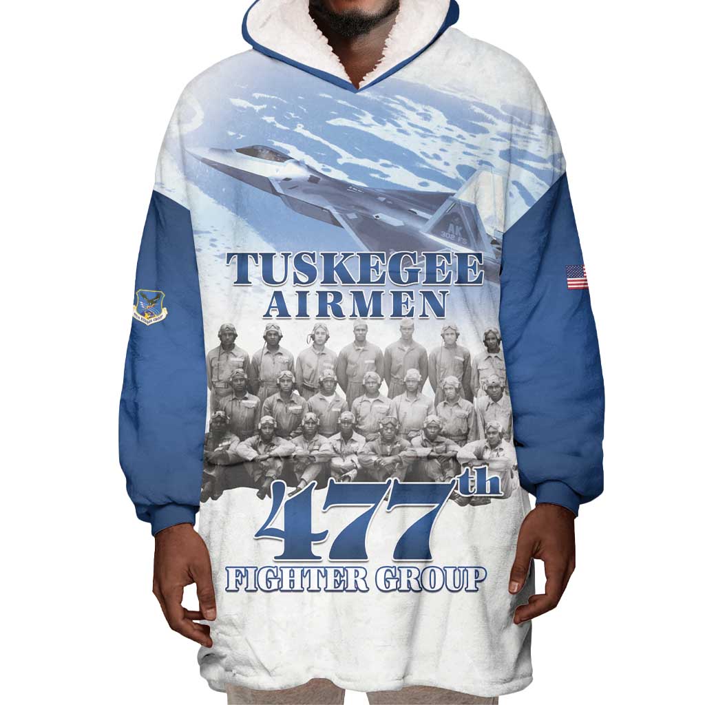 Tuskegee Airmen 477th Fighter Group Wearable Blanket Hoodie Blue Heritage - African Pride