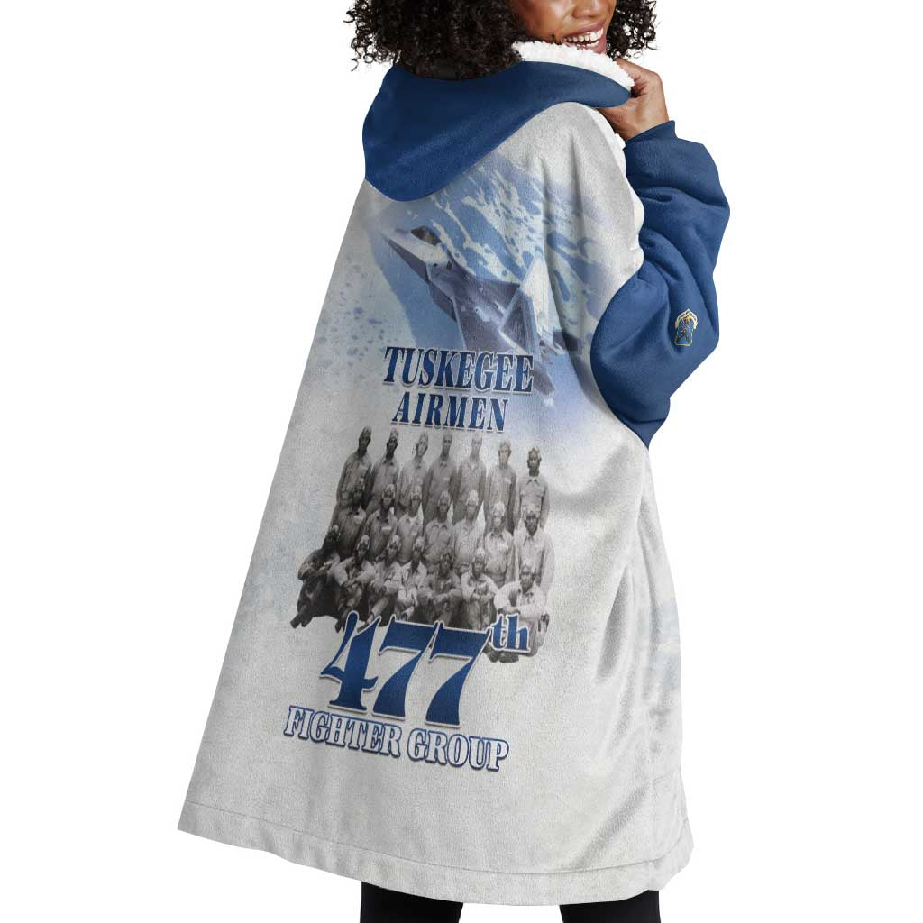 Tuskegee Airmen 477th Fighter Group Wearable Blanket Hoodie Blue Heritage - African Pride