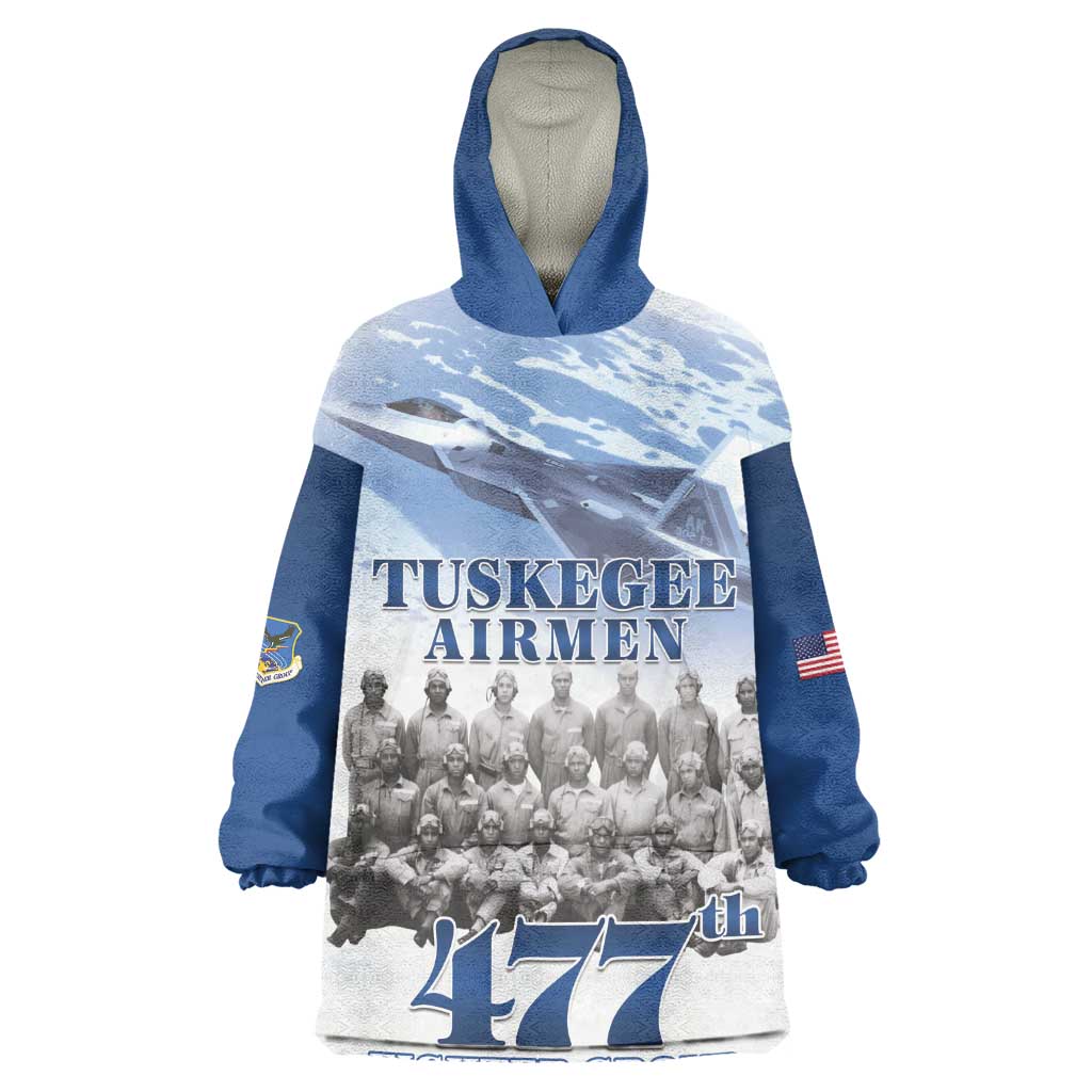 Tuskegee Airmen 477th Fighter Group Wearable Blanket Hoodie Blue Heritage - African Pride
