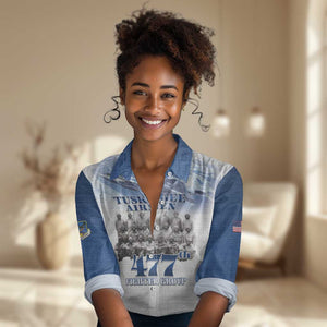 Tuskegee Airmen 477th Fighter Group Women Casual Shirt Blue Heritage - African Pride