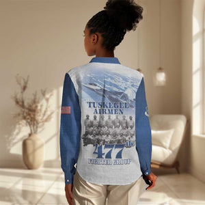 Tuskegee Airmen 477th Fighter Group Women Casual Shirt Blue Heritage - African Pride