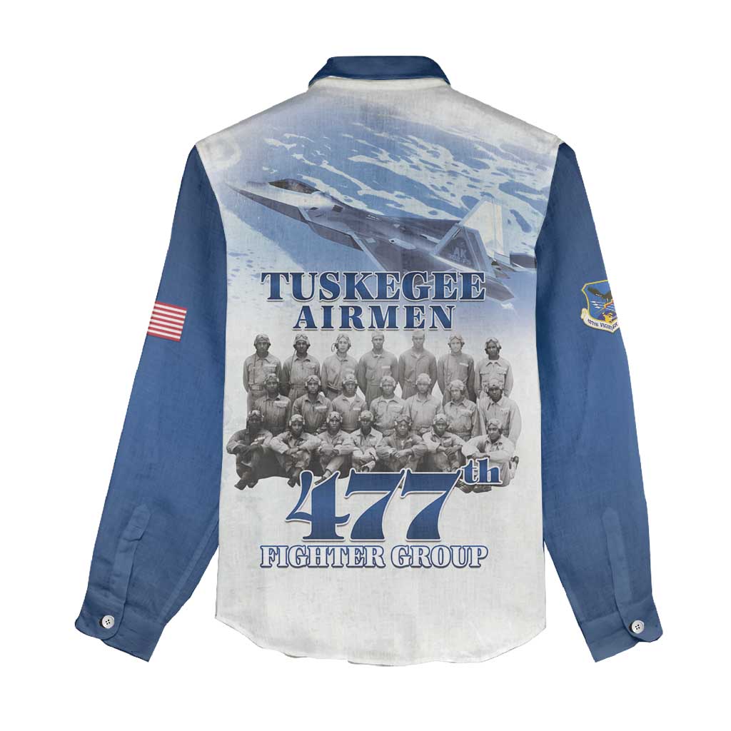 Tuskegee Airmen 477th Fighter Group Women Casual Shirt Blue Heritage - African Pride