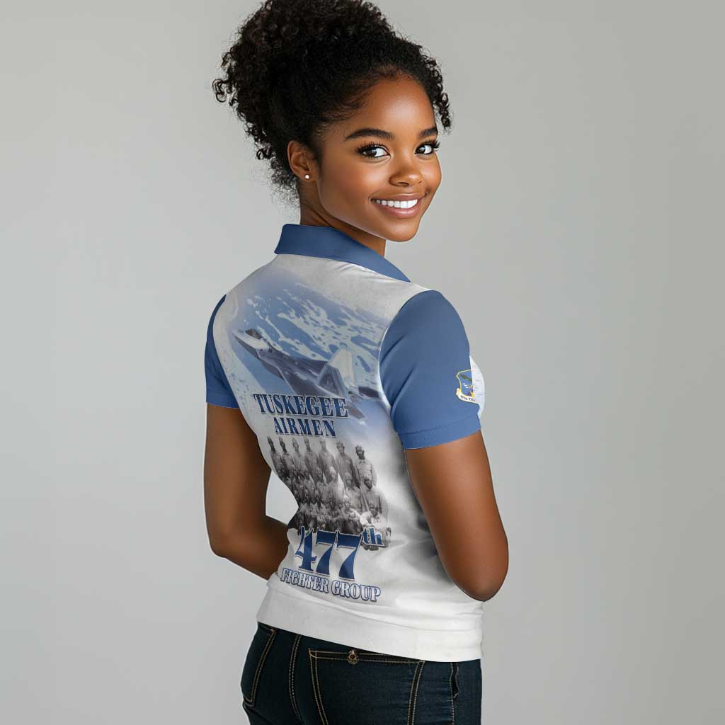 Tuskegee Airmen 477th Fighter Group Women Polo Shirt Blue Heritage - African Pride
