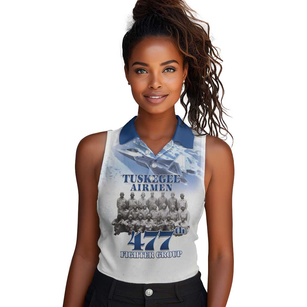 Tuskegee Airmen 477th Fighter Group Women Sleeveless Polo Shirt Blue Heritage - African Pride
