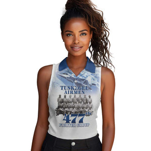 Tuskegee Airmen 477th Fighter Group Women Sleeveless Polo Shirt Blue Heritage - African Pride