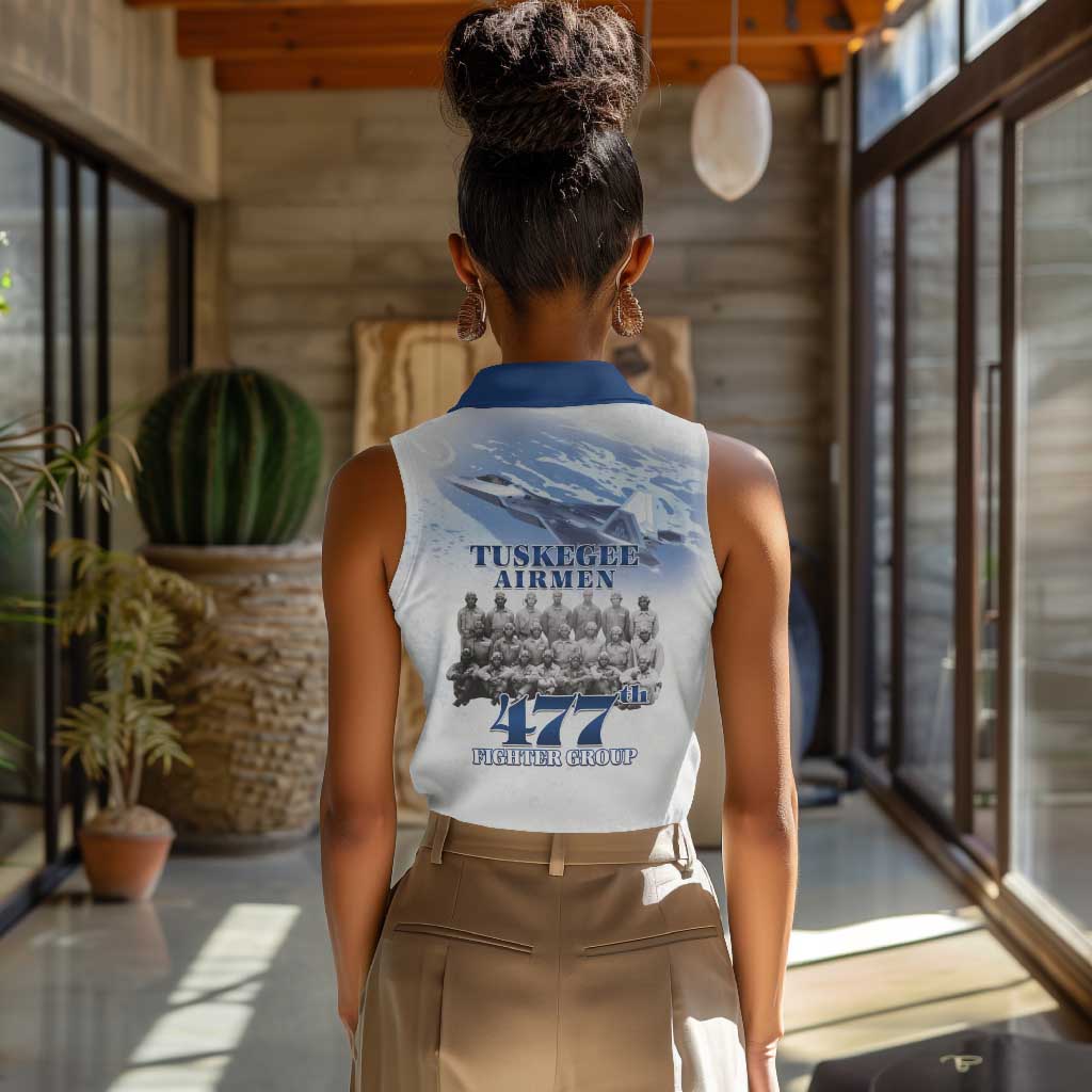 Tuskegee Airmen 477th Fighter Group Women Sleeveless Polo Shirt Blue Heritage - African Pride