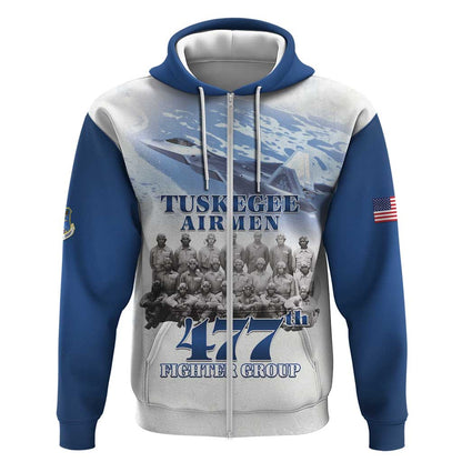 Tuskegee Airmen 477th Fighter Group Zip Hoodie Blue Heritage - African Pride