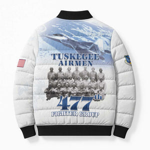 Tuskegee Airmen 477th Fighter Group Bomber Puffer Jacket Blue Sky Heritage