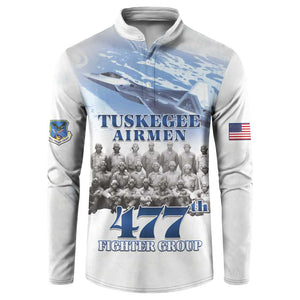 Tuskegee Airmen 477th Fighter Group Button Sweatshirt Blue Sky Heritage