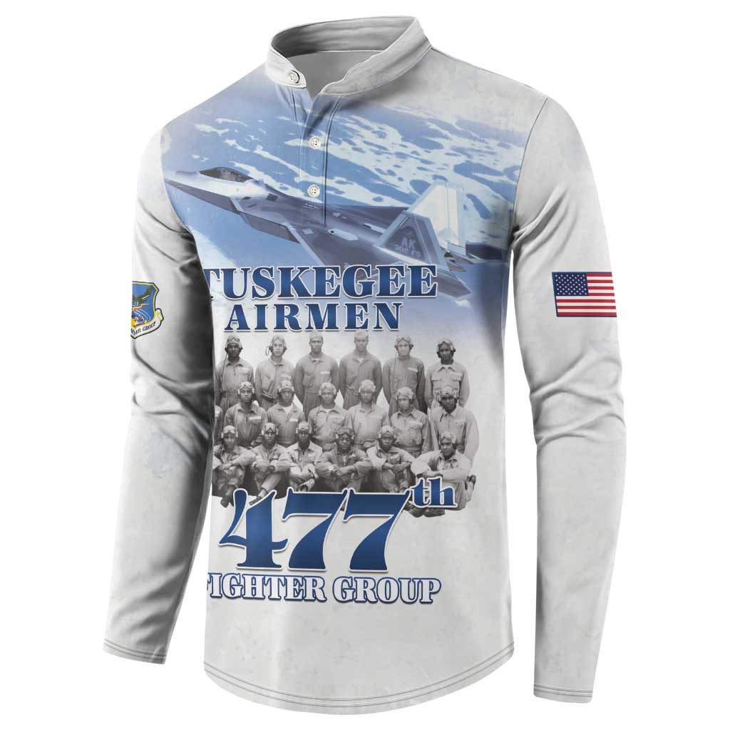 Tuskegee Airmen 477th Fighter Group Button Sweatshirt Blue Sky Heritage