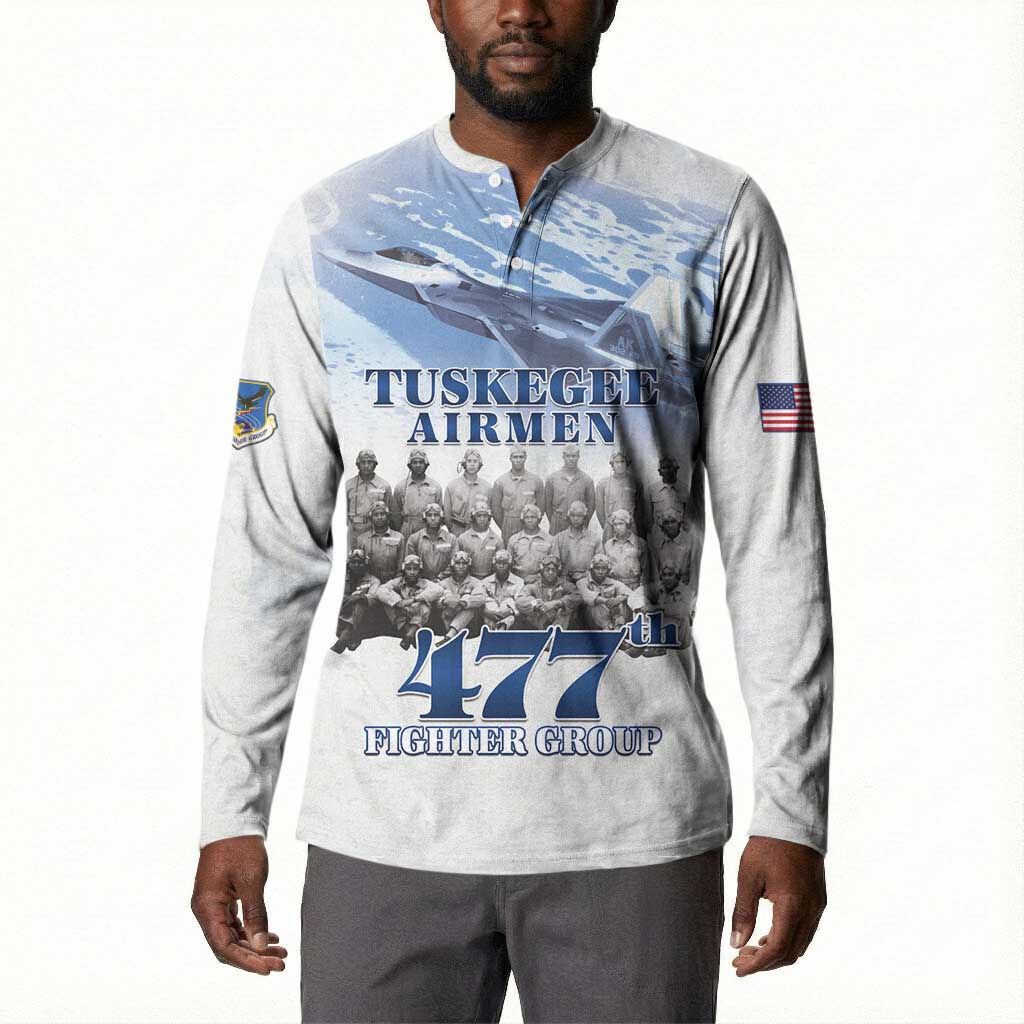 Tuskegee Airmen 477th Fighter Group Button Sweatshirt Blue Sky Heritage