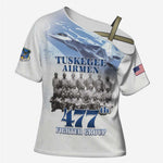 Tuskegee Airmen 477th Fighter Group Cross Shoulder Shirt Blue Sky Heritage