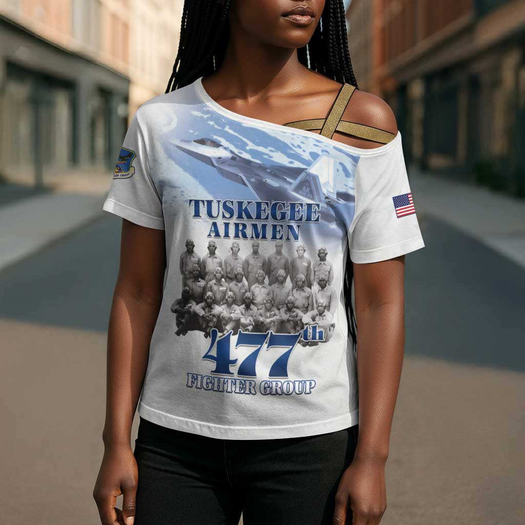 Tuskegee Airmen 477th Fighter Group Cross Shoulder Shirt Blue Sky Heritage