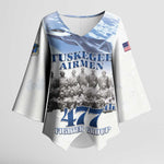Tuskegee Airmen 477th Fighter Group Kimono Sleeve Blouse Blue Sky Heritage