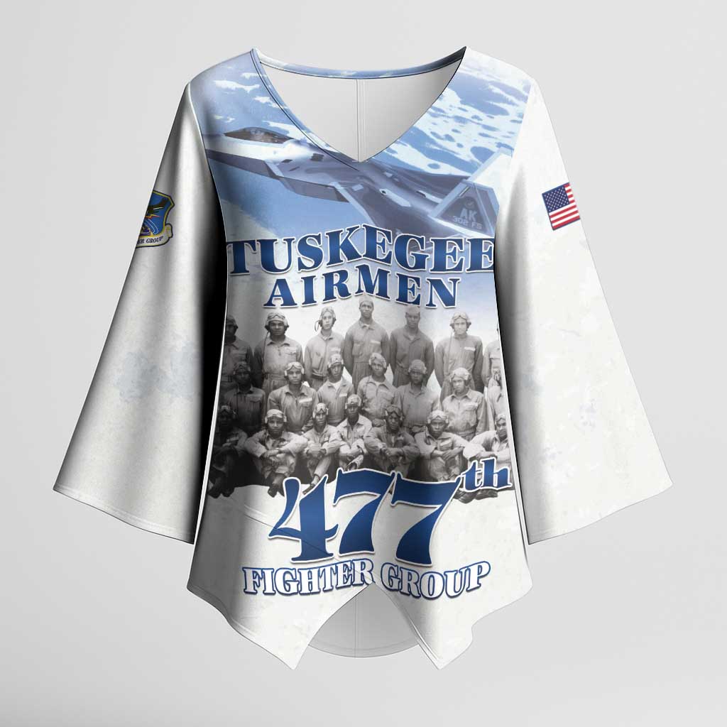 Tuskegee Airmen 477th Fighter Group Kimono Sleeve Blouse Blue Sky Heritage