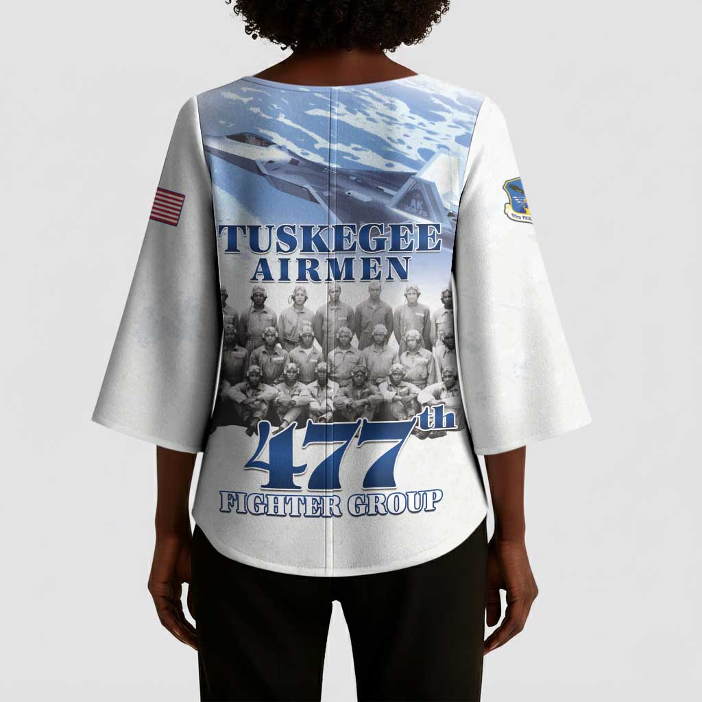 Tuskegee Airmen 477th Fighter Group Kimono Sleeve Blouse Blue Sky Heritage