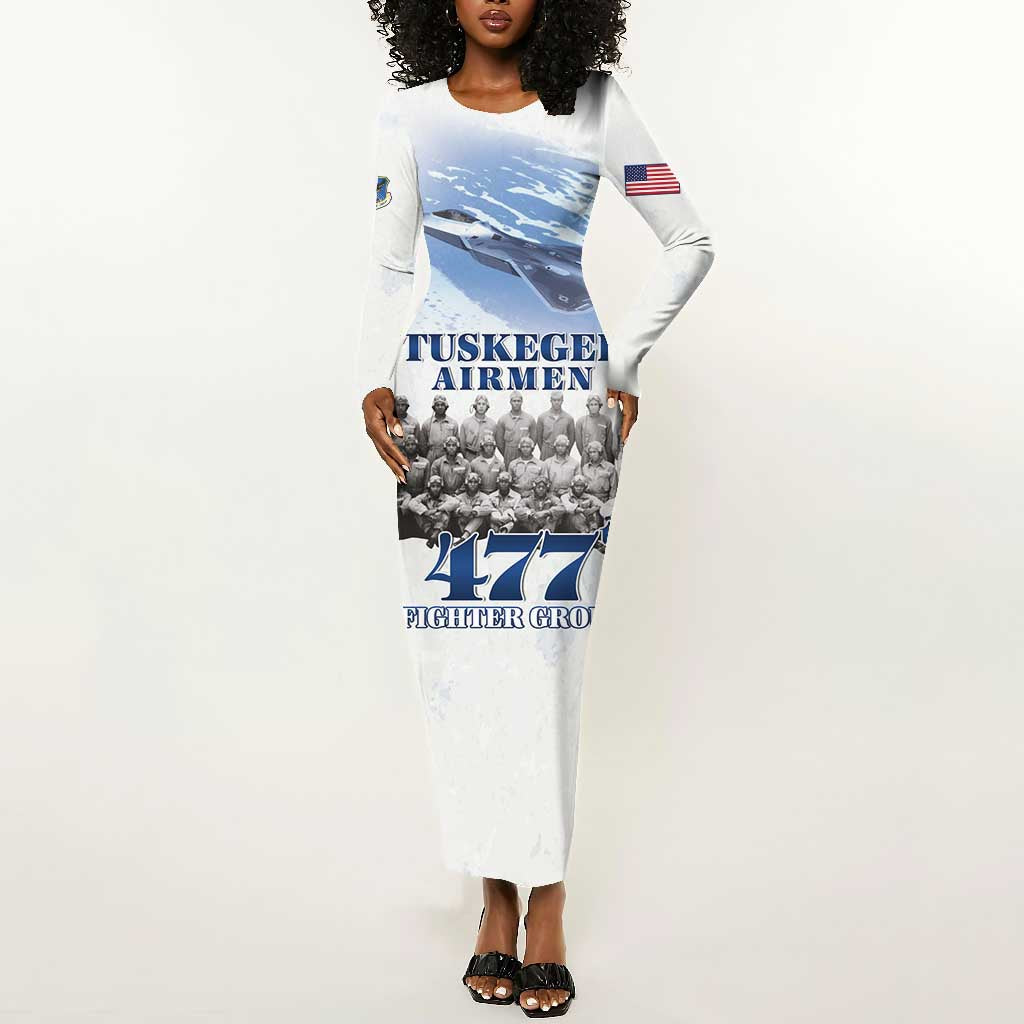 Tuskegee Airmen WWII Heroes Long Sleeve Bodycon Dress 477th Fighter Group - African Pride