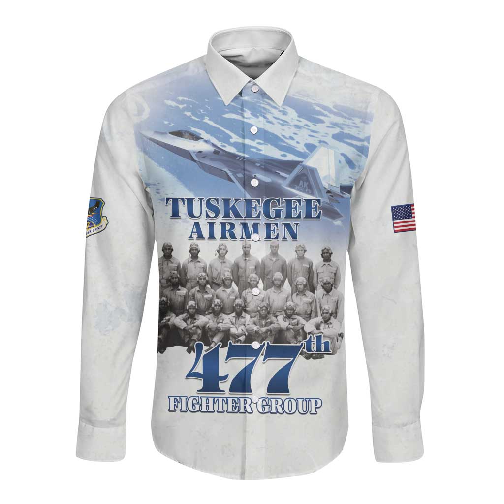 Tuskegee Airmen WWII Heroes Long Sleeve Button Shirt 477th Fighter Group - African Pride