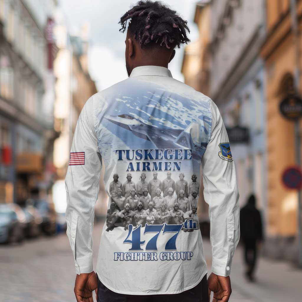 Tuskegee Airmen WWII Heroes Long Sleeve Button Shirt 477th Fighter Group - African Pride