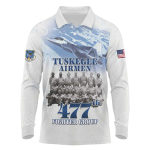 Tuskegee Airmen WWII Heroes Long Sleeve Polo Shirt 477th Fighter Group - African Pride