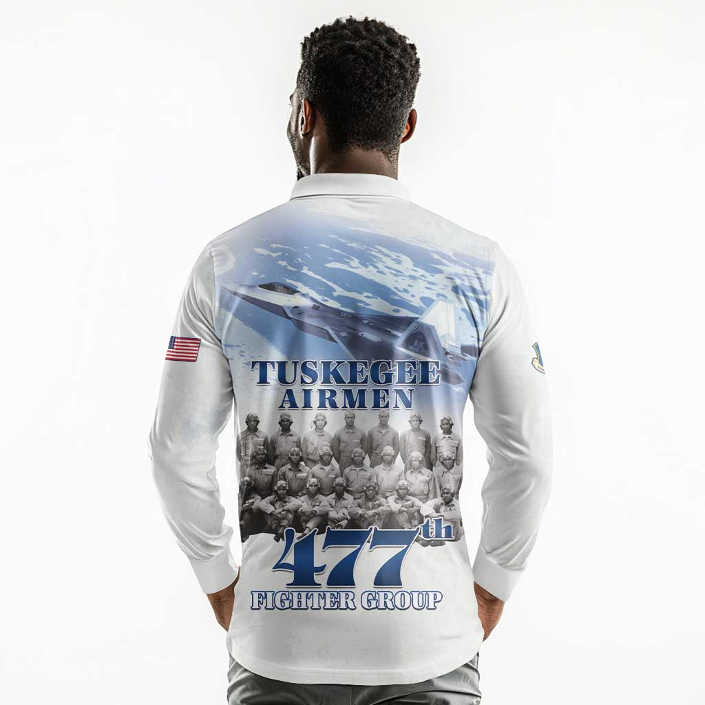 Tuskegee Airmen WWII Heroes Long Sleeve Polo Shirt 477th Fighter Group - African Pride