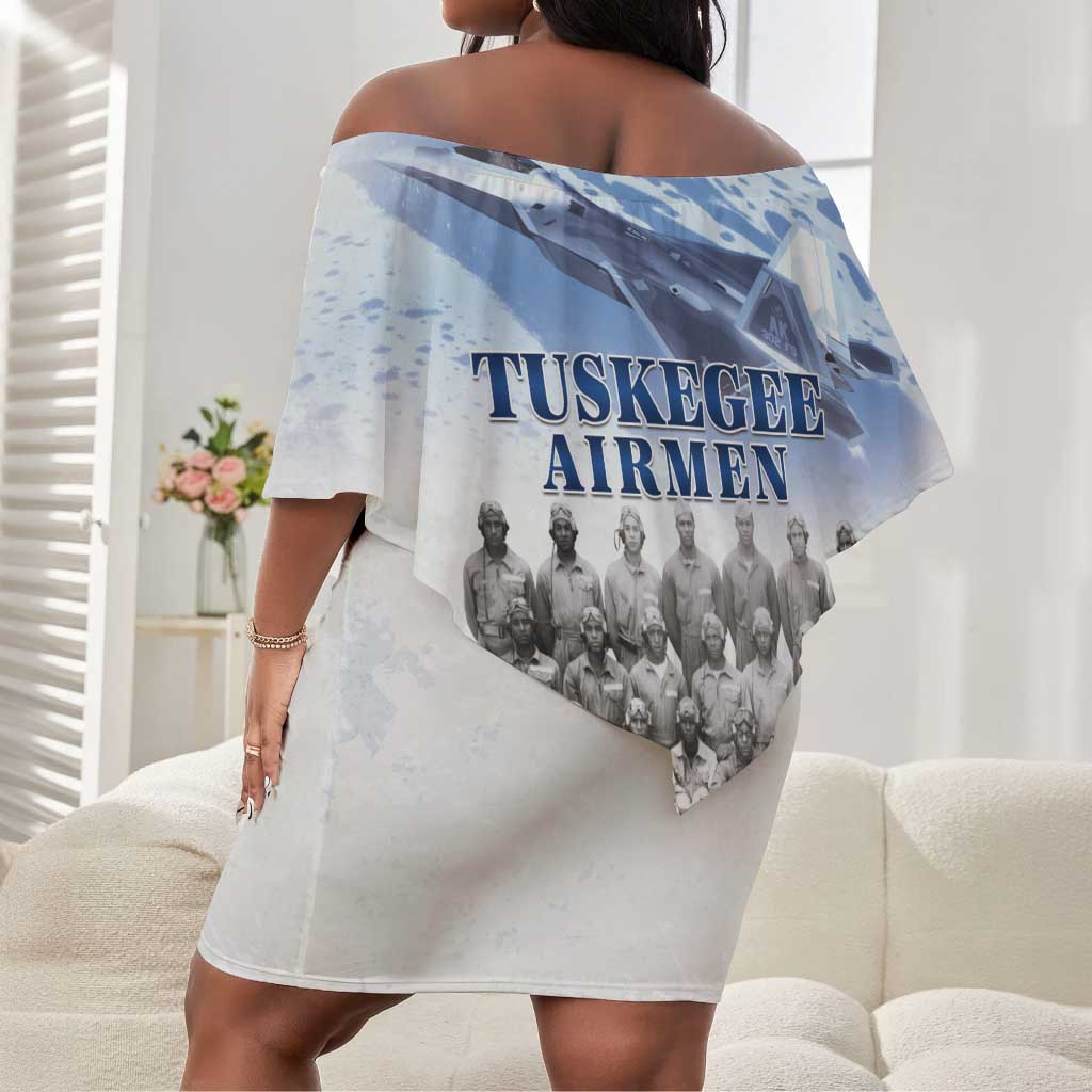 Tuskegee Airmen WWII Heroes Off Shoulder Short Dress 477th Fighter Group - African Pride
