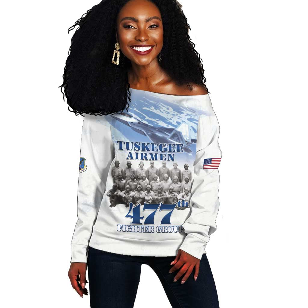 Tuskegee Airmen WWII Heroes Off Shoulder Sweater 477th Fighter Group - African Pride