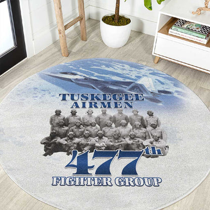 Tuskegee Airmen WWII Heroes Round Carpet 477th Fighter Group - African Pride