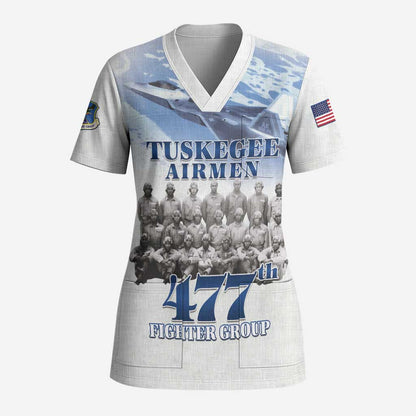 Tuskegee Airmen WWII Heroes Scrub Top 477th Fighter Group - African Pride