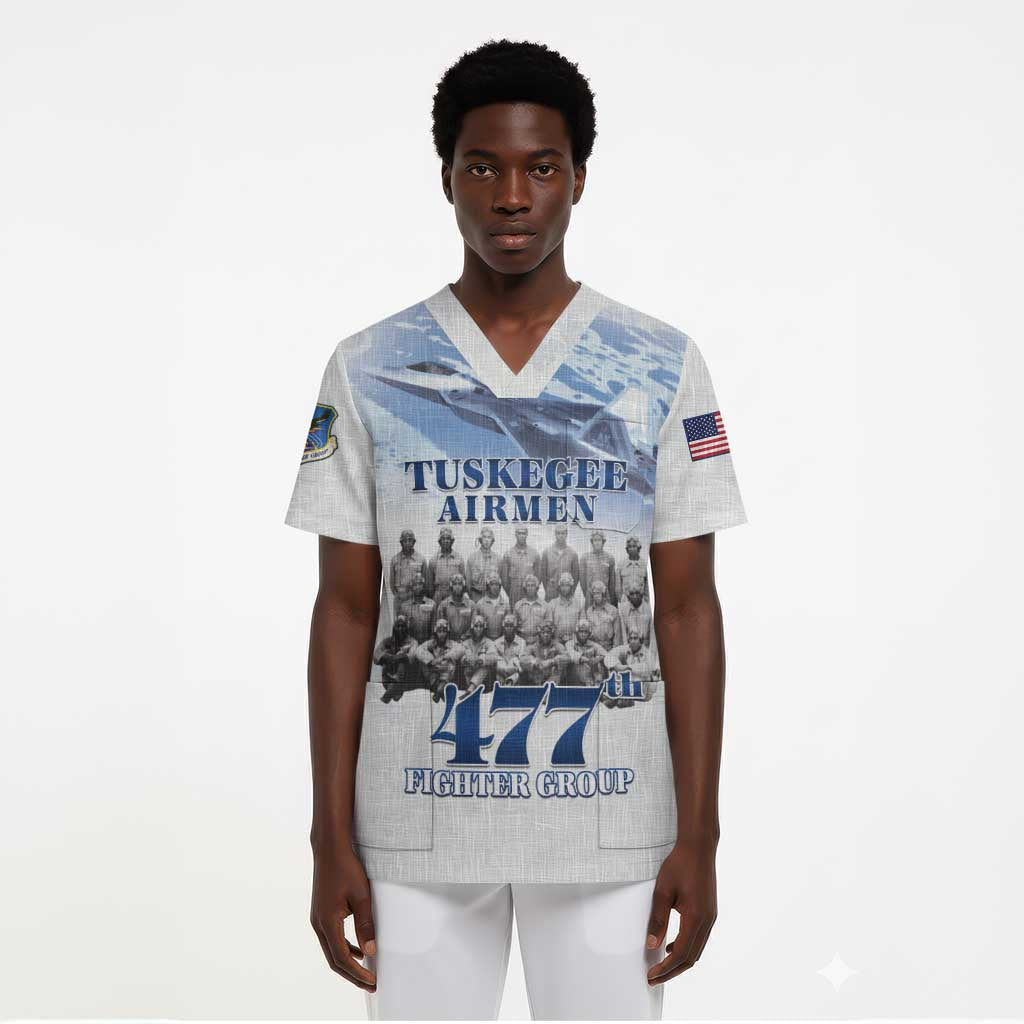 Tuskegee Airmen WWII Heroes Scrub Top 477th Fighter Group - African Pride