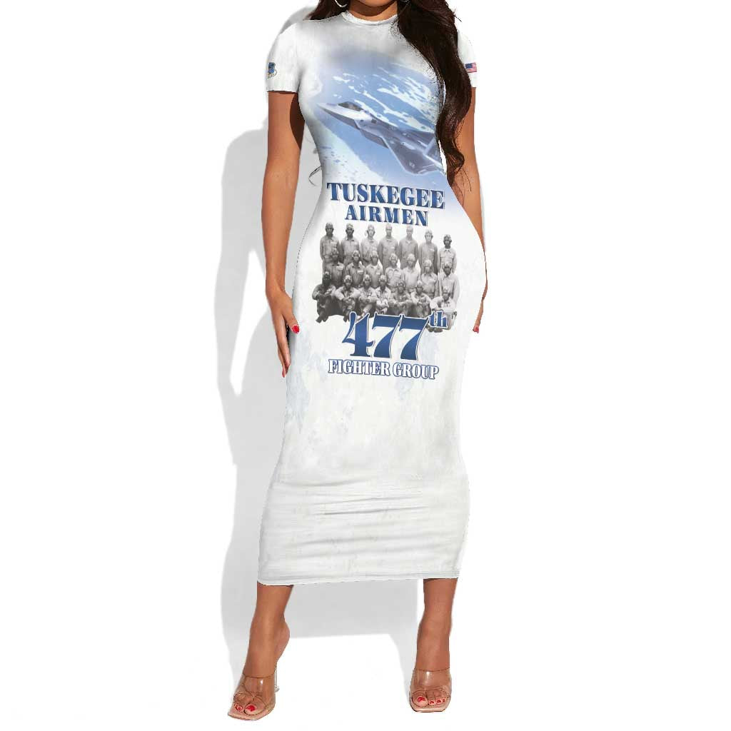 Tuskegee Airmen WWII Heroes Short Sleeve Bodycon Dress 477th Fighter Group - African Pride