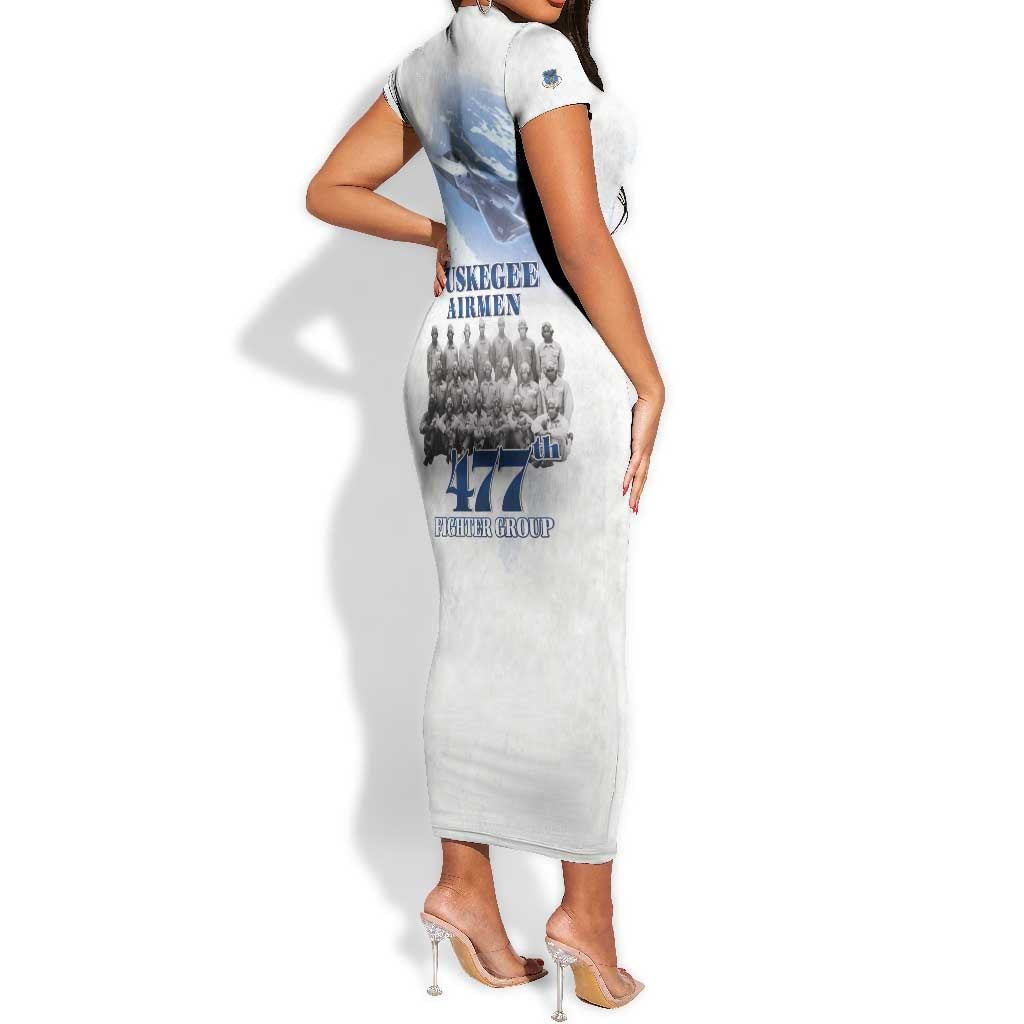 Tuskegee Airmen WWII Heroes Short Sleeve Bodycon Dress 477th Fighter Group - African Pride