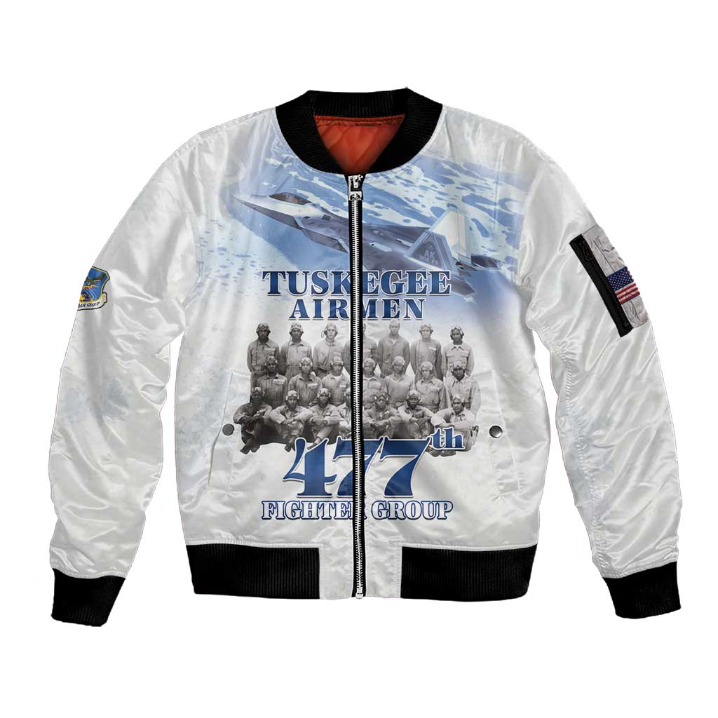 Tuskegee Airmen WWII Heroes Sleeve Zip Bomber Jacket 477th Fighter Group - African Pride