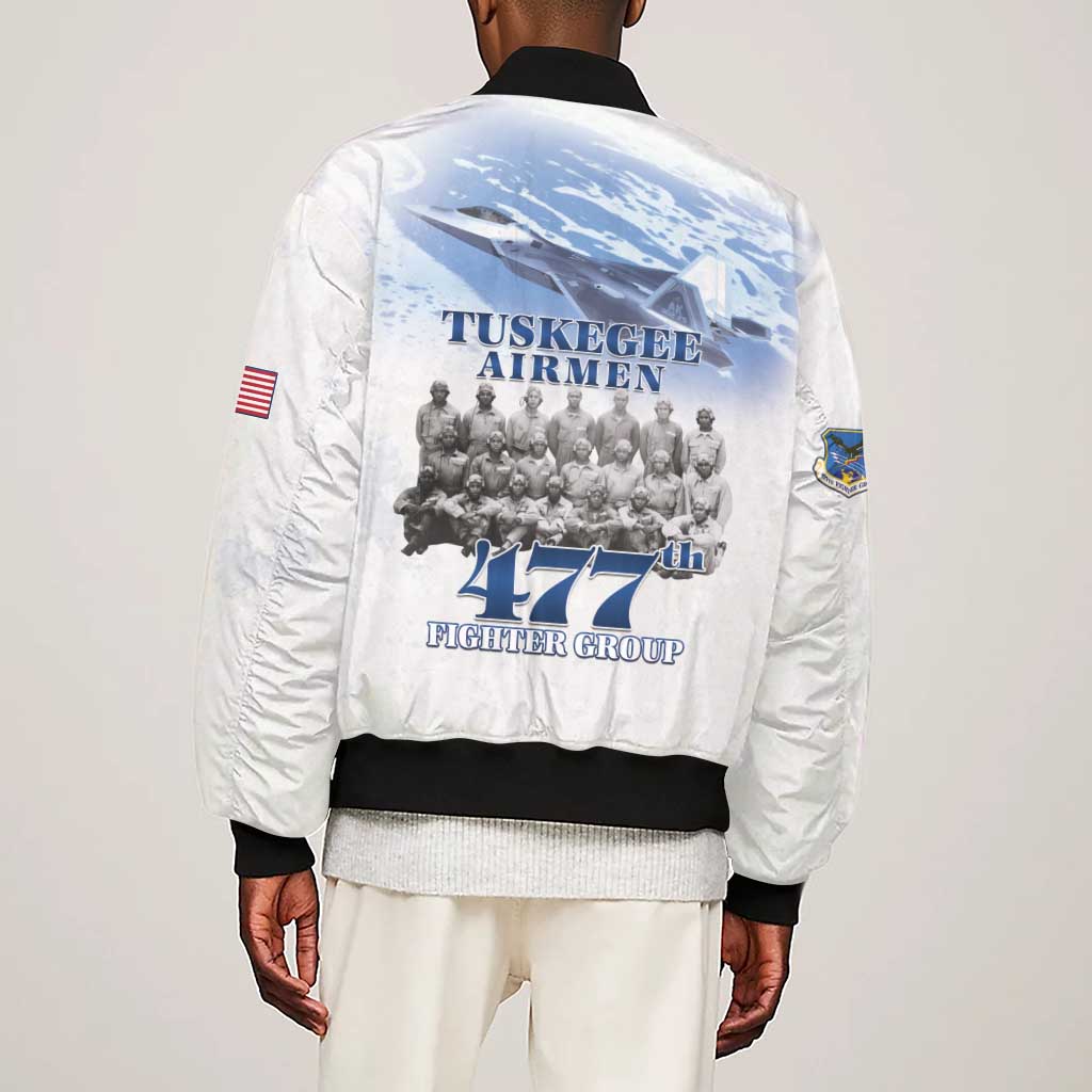 Tuskegee Airmen WWII Heroes Sleeve Zip Bomber Jacket 477th Fighter Group - African Pride