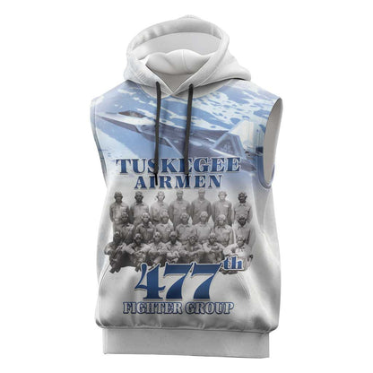 Tuskegee Airmen WWII Heroes Sleeveless Hoodie 477th Fighter Group - African Pride