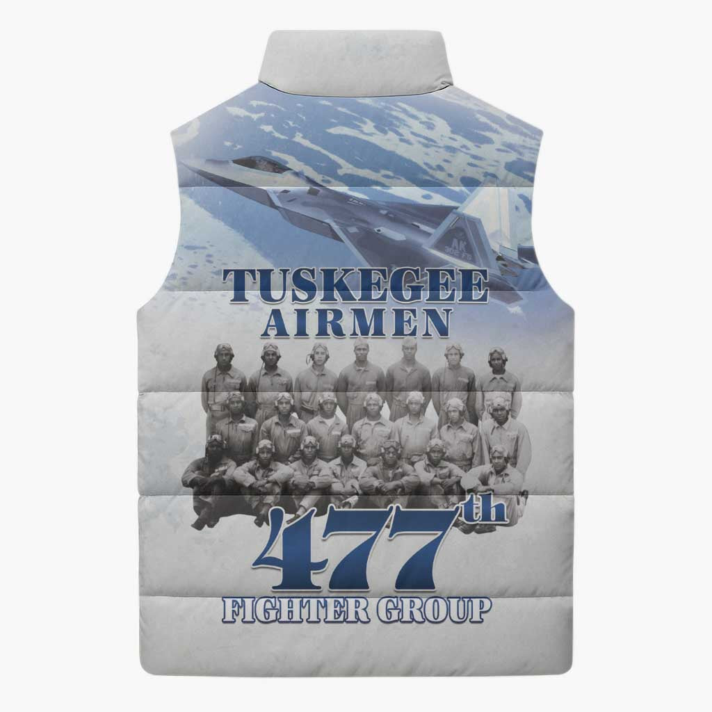 Tuskegee Airmen 477th Fighter Group Sleeveless Puffer Jacket Blue Sky Heritage