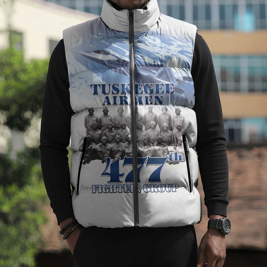 Tuskegee Airmen 477th Fighter Group Sleeveless Puffer Jacket Blue Sky Heritage