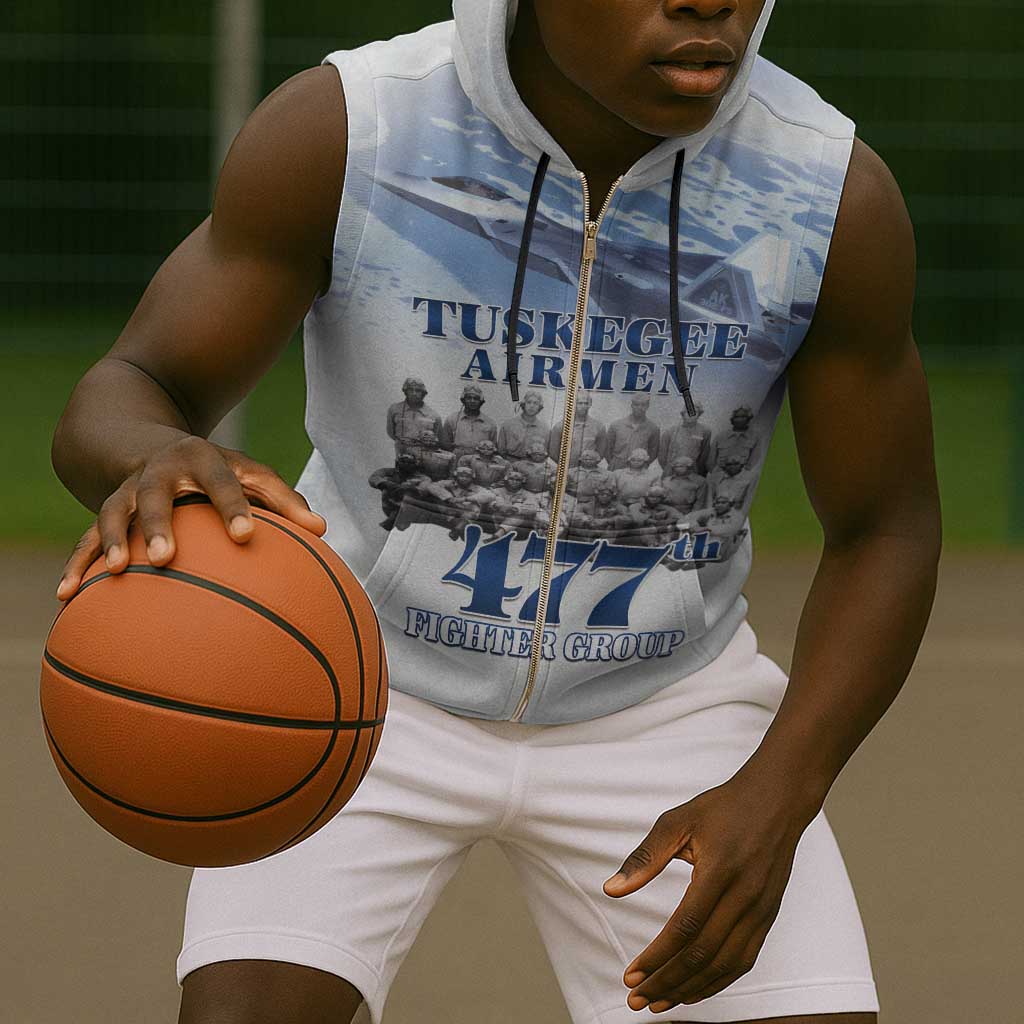 Tuskegee Airmen WWII Heroes Sleeveless Zip Hoodie 477th Fighter Group - African Pride