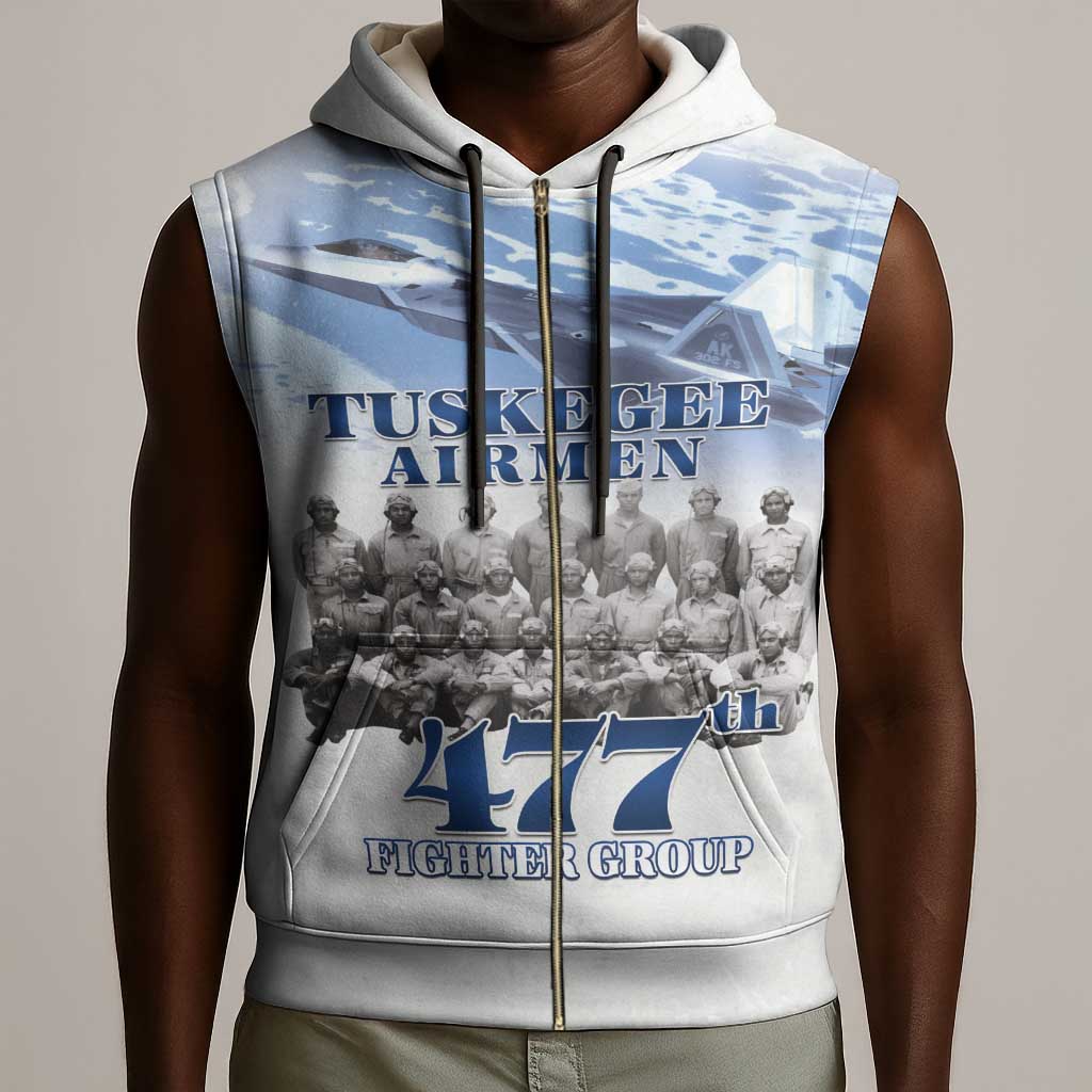 Tuskegee Airmen WWII Heroes Sleeveless Zip Hoodie 477th Fighter Group - African Pride