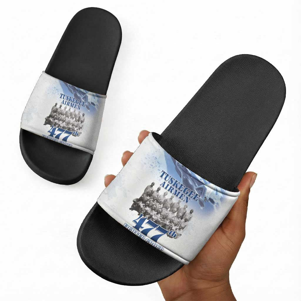 Tuskegee Airmen 477th Fighter Group Slide Sandals Blue Sky Heritage