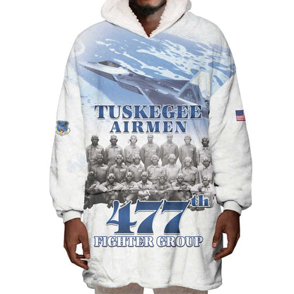 Tuskegee Airmen WWII Heroes Wearable Blanket Hoodie 477th Fighter Group - African Pride